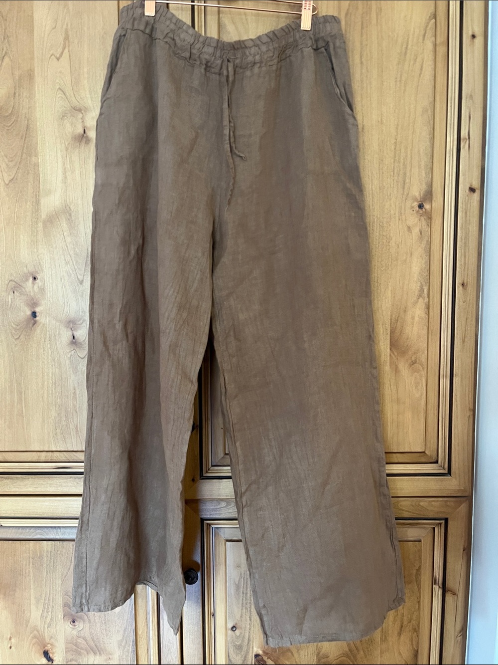 Wide Leg Greek Linen Pants in Brown